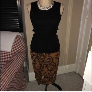 LuLaRoe Brown and Black Paisley Midi Skirt